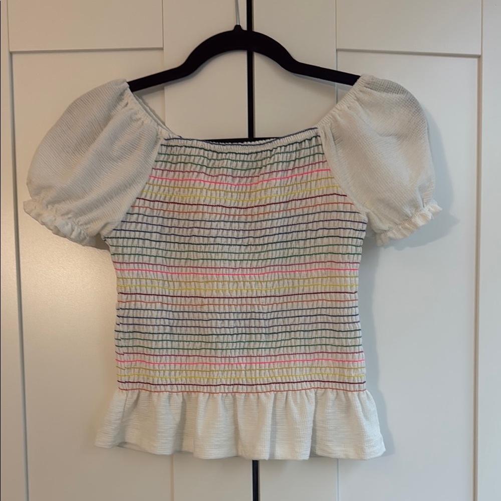 Zara Kids Striped Puff Sleeve Top